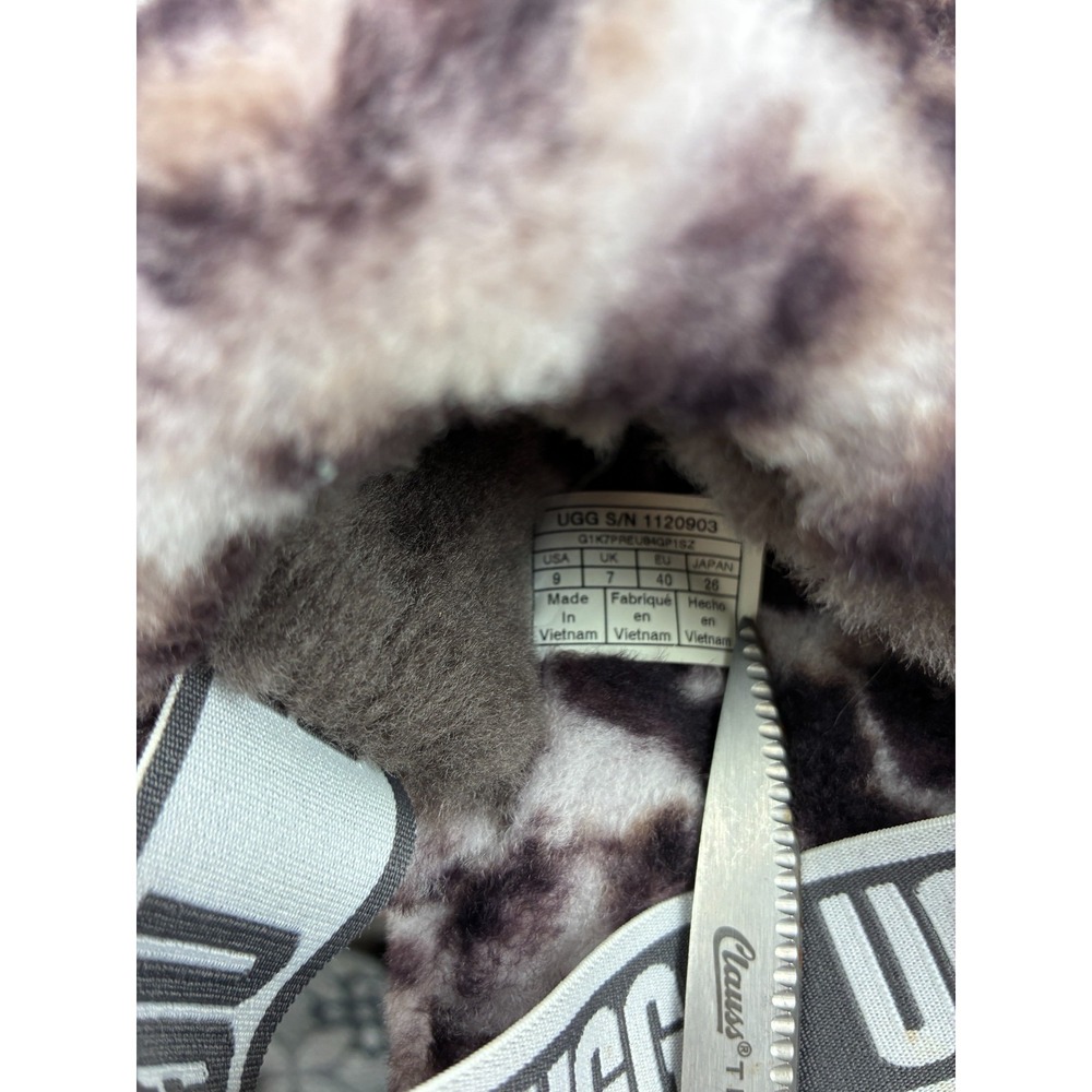 UGG Fluff Yeah Slide Panther Print Slippers Womens 9 Leopard Logo Strap 1120903 - Picture 7 of 8